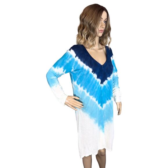 C06 Venus Long Sleeve Lightweight V Neck Tie Dye Cover Up Dress SZ M $49 - Picture 10 of 13